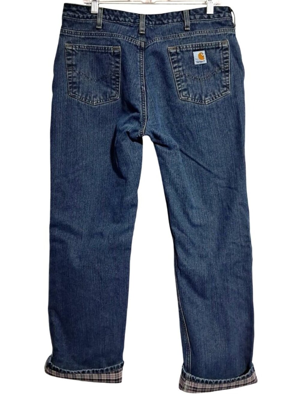 Carhartt Flannel Lined Jeans Womens Size‎ 12 Relaxed Fit Blue Denim Cotton